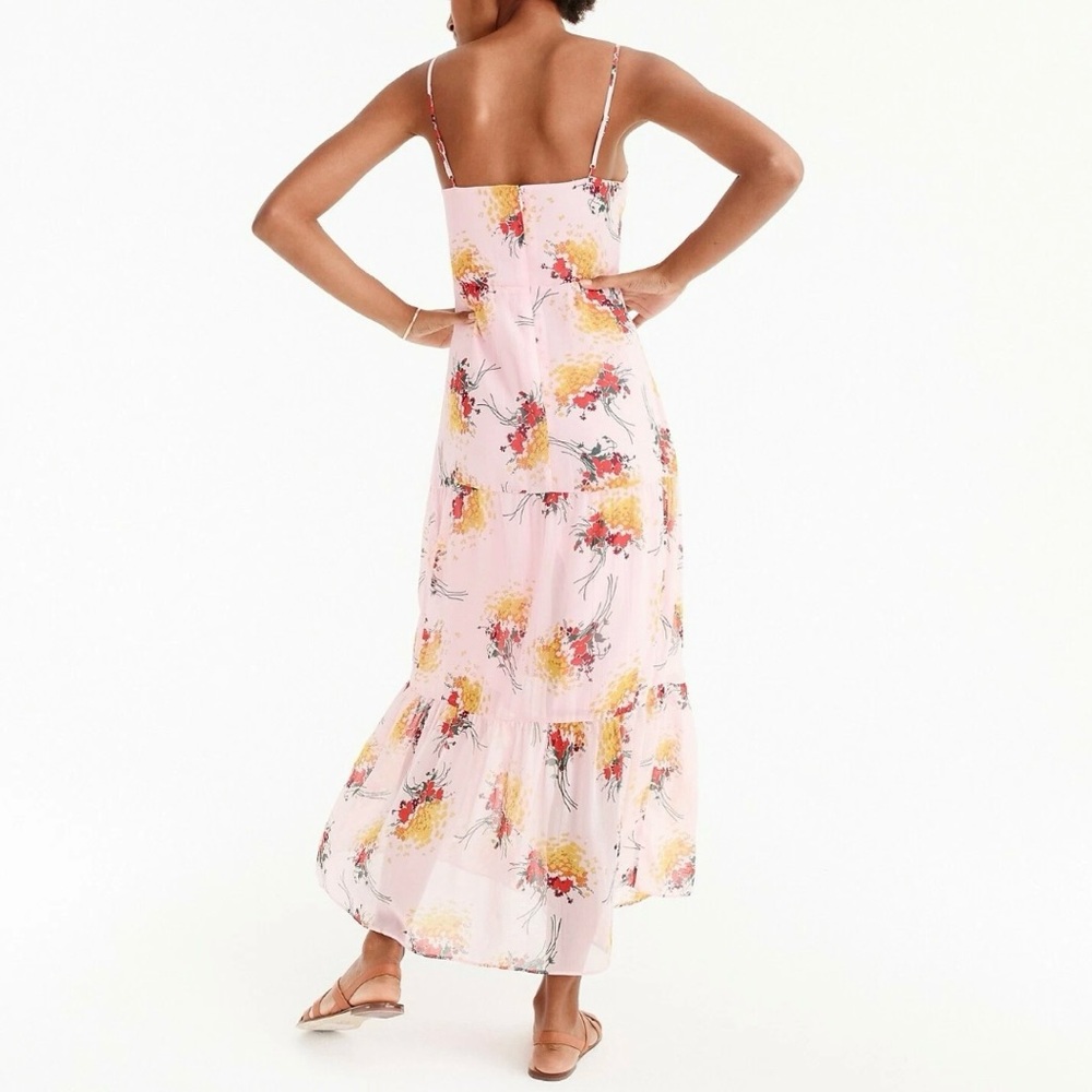 J. Crew Mercantile Floral Tiered Maxi Dress‎ Sunburst Bouquet Pink Yellow Size 8 - Picture 2 of 12